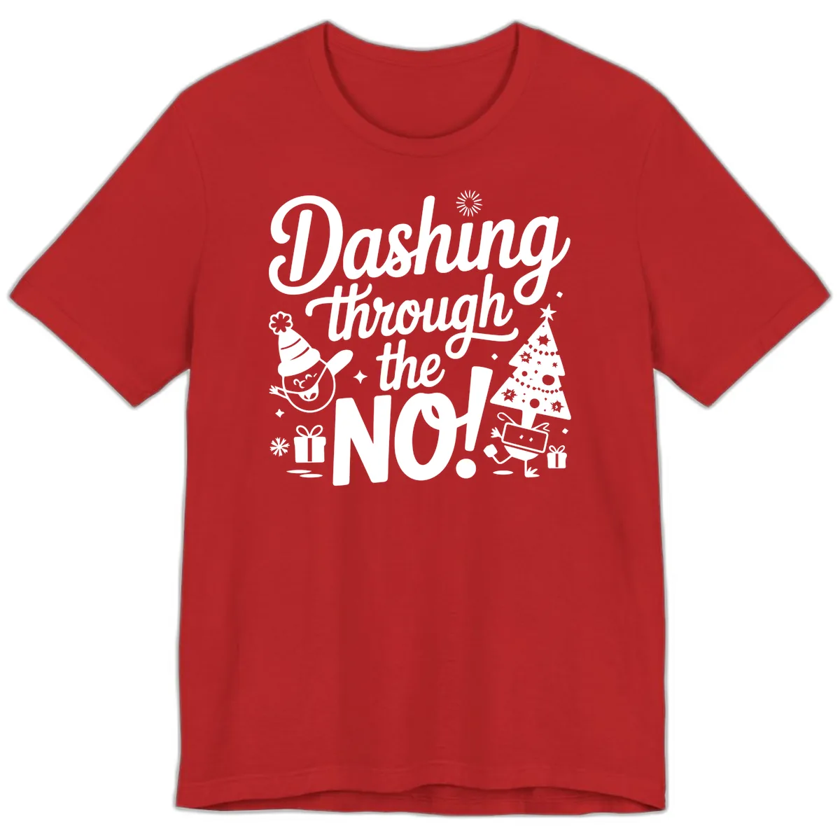 Dashing Through The No Christmas Design Premium T-Shirt in Red