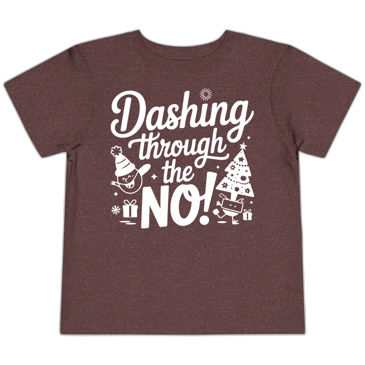 Dashing Through The No Christmas Design Toddler T-Shirt in Heather Maroon