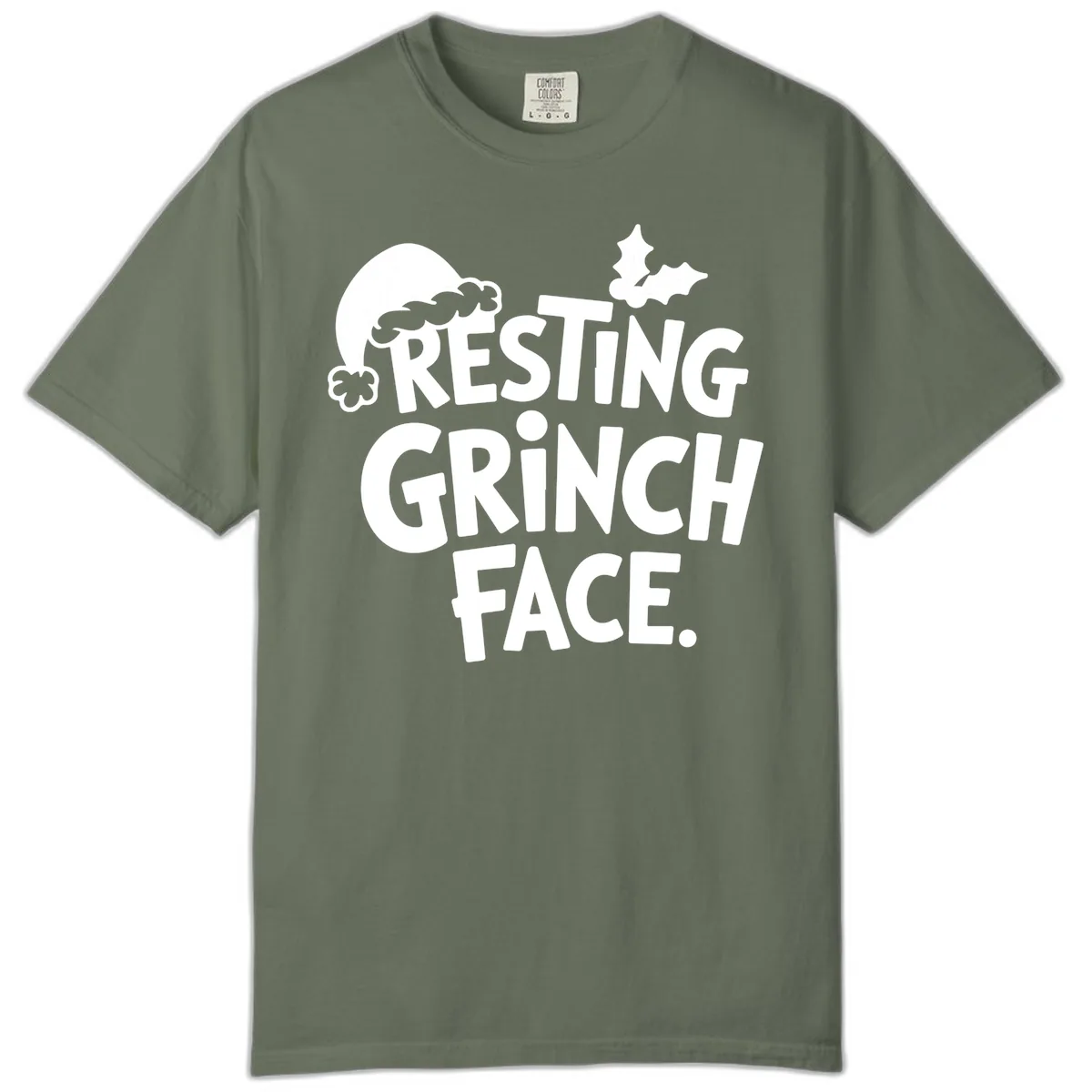 Resting Grinch Face Comfort Color in Moss
