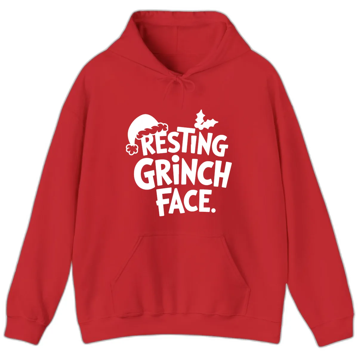 Resting Grinch Face Hoodie in Red