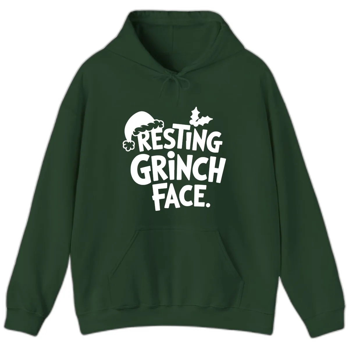 Resting Grinch Face Hoodie in Forest Green