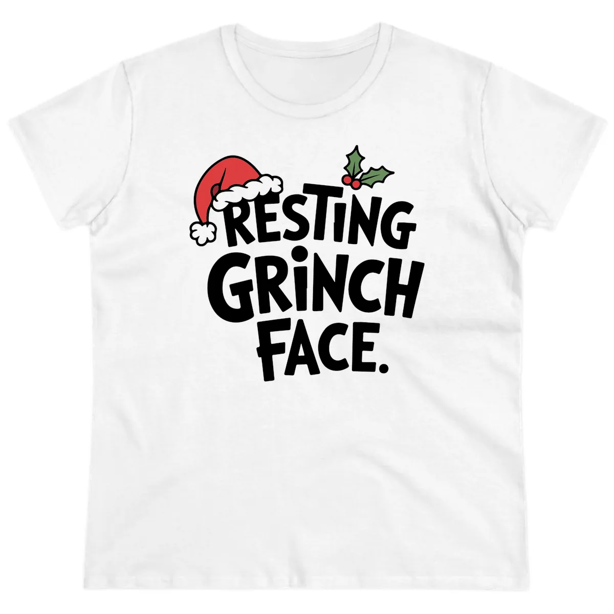 Resting Grinch Face Ladies Tee in White