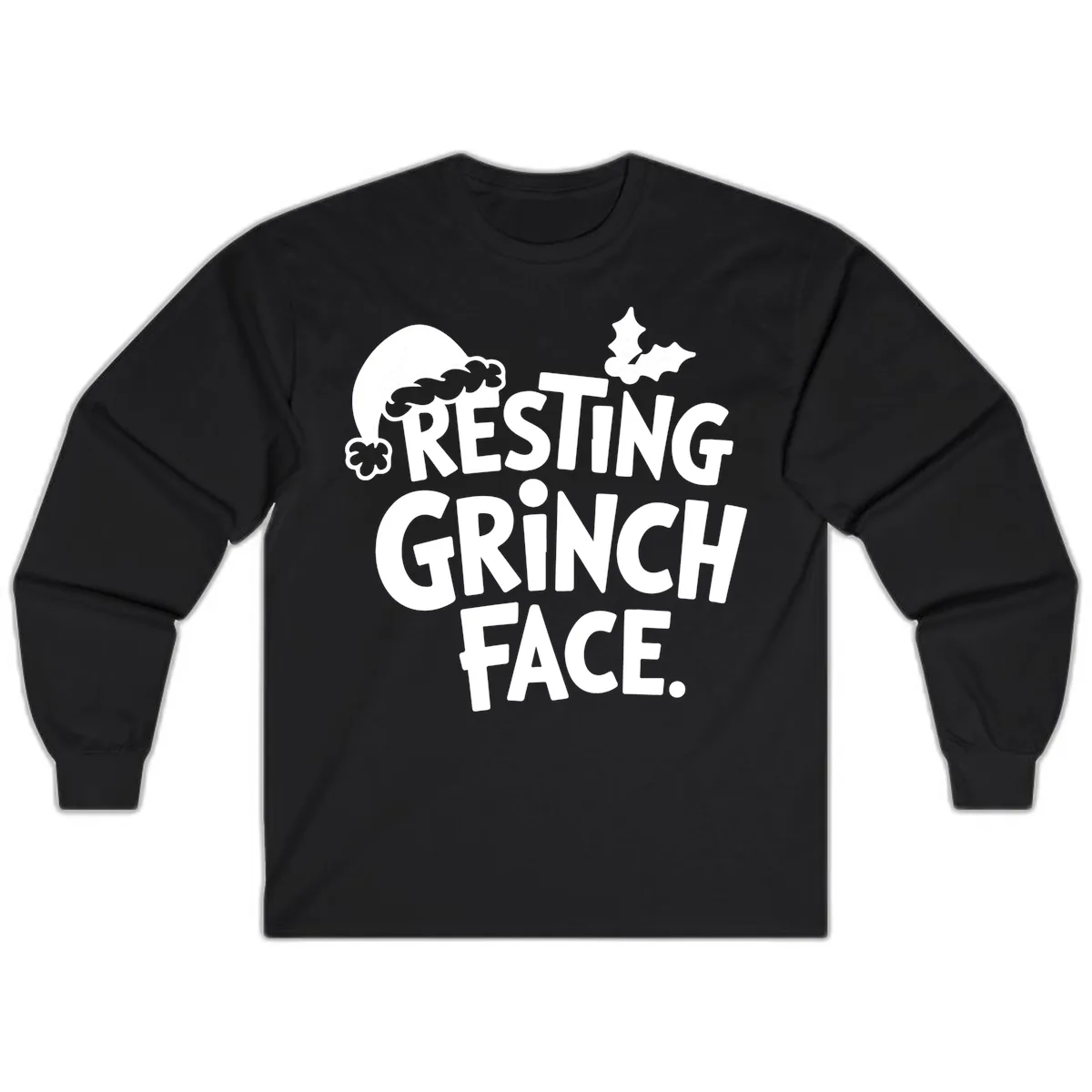 Resting Grinch Face Long Sleeve in Black