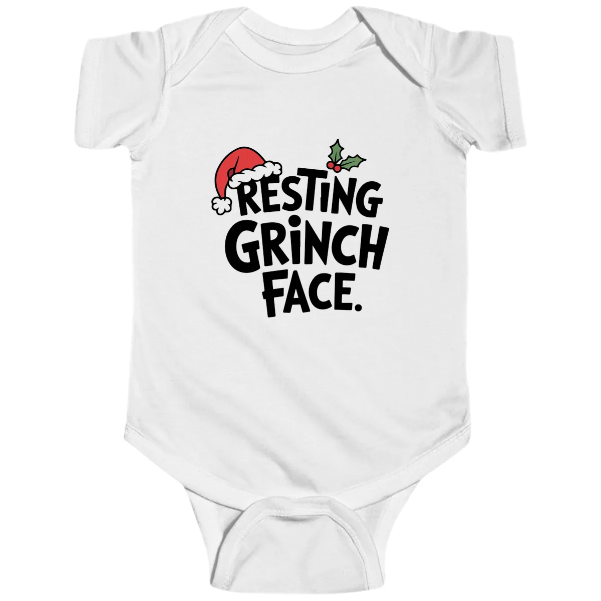 Resting Grinch Face Baby Onesie in White