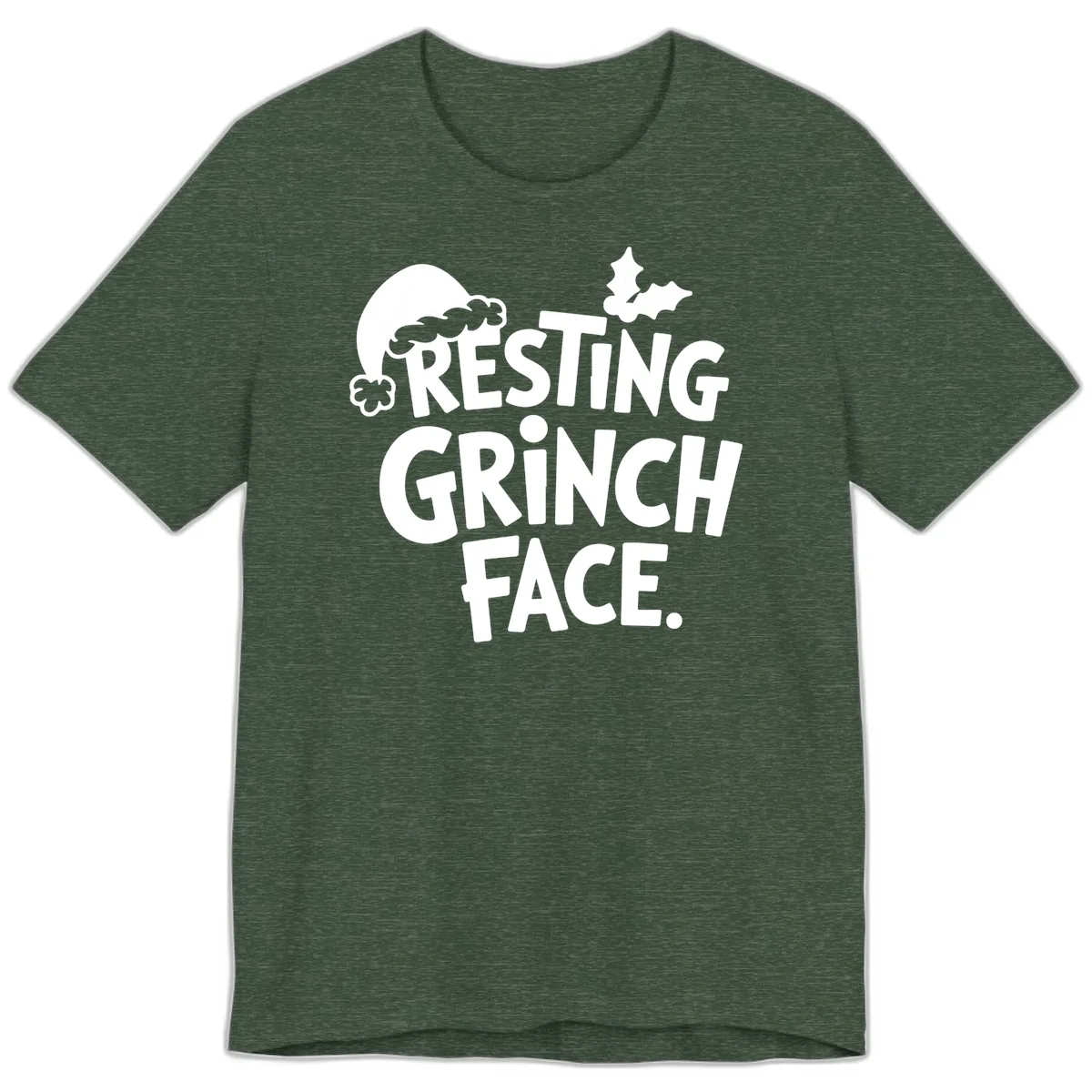 Resting Grinch Face Premium T-Shirt in Heather Forest