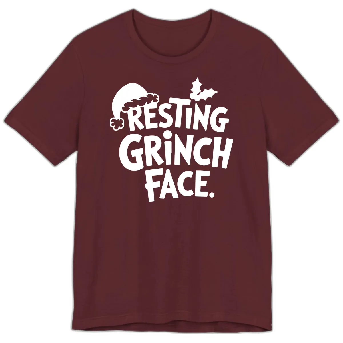 Resting Grinch Face Premium T-Shirt in Maroon