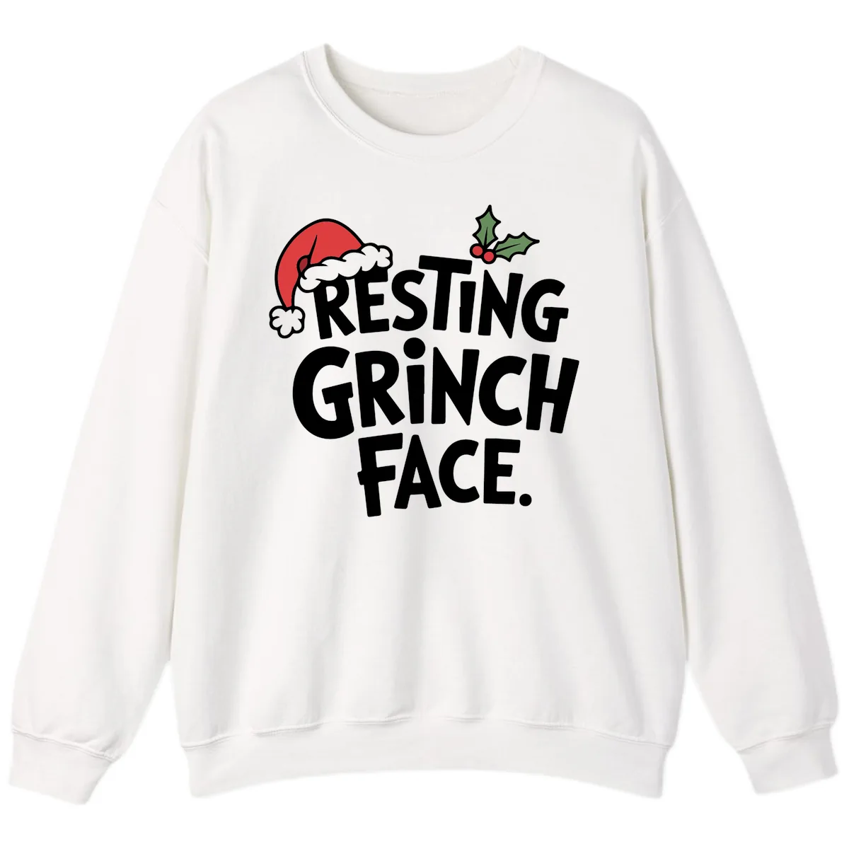Resting Grinch Face Sweatshirt in White