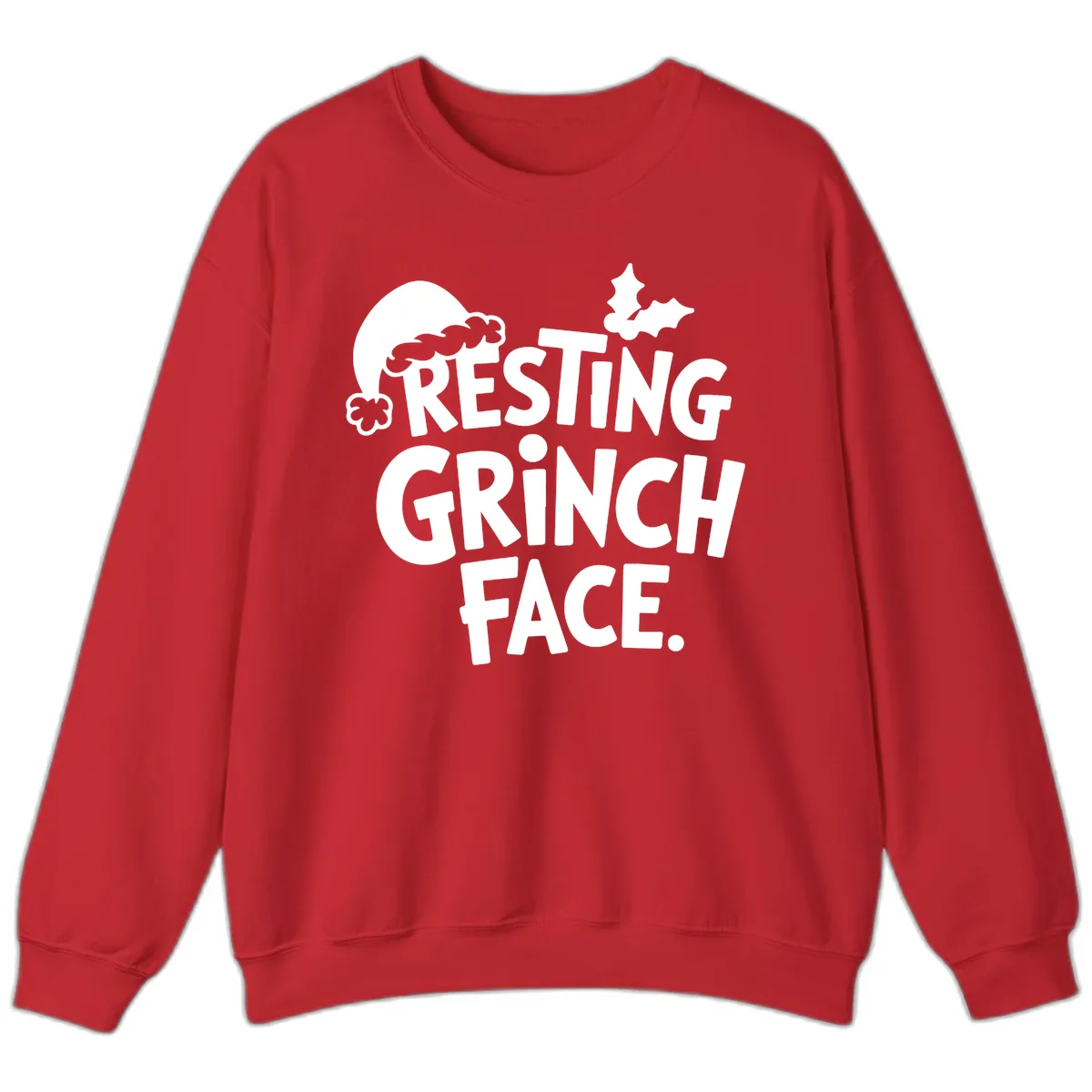 Resting Grinch Face Sweatshirt in Red
