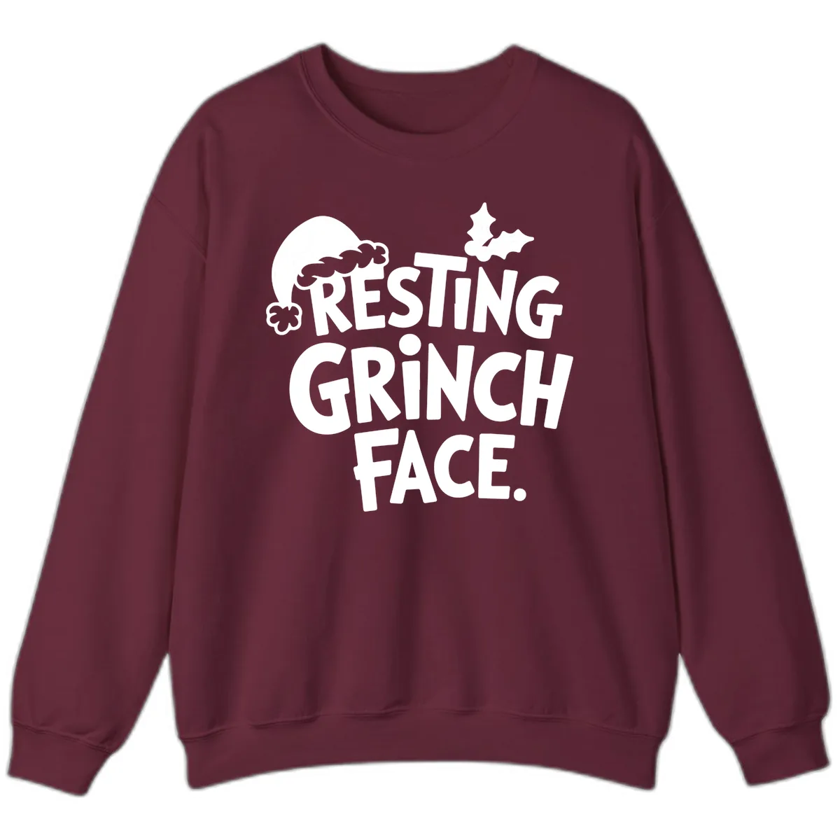 Resting Grinch Face Sweatshirt in Maroon