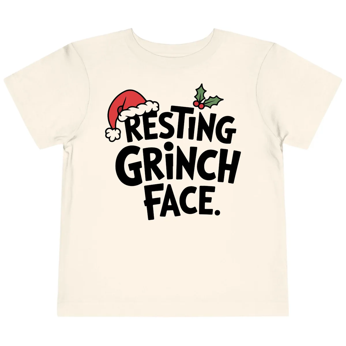 Resting Grinch Face Toddler T-Shirt in Natural