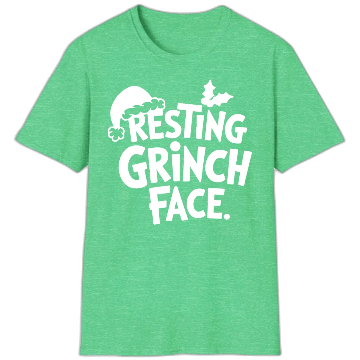 Resting Grinch Face T-Shirt in Heather Irish Green