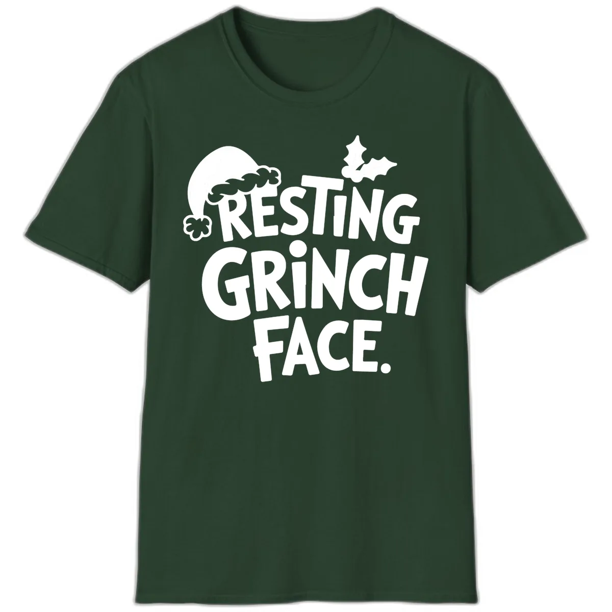 Resting Grinch Face T-Shirt in Forest Green