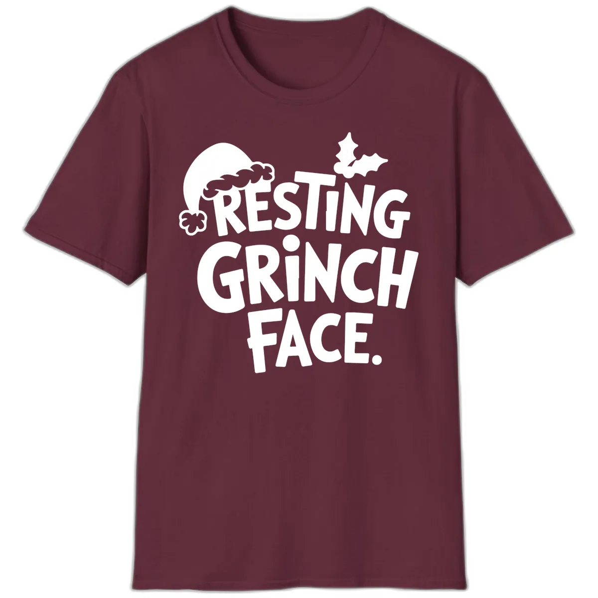 Resting Grinch Face T-Shirt in Maroon