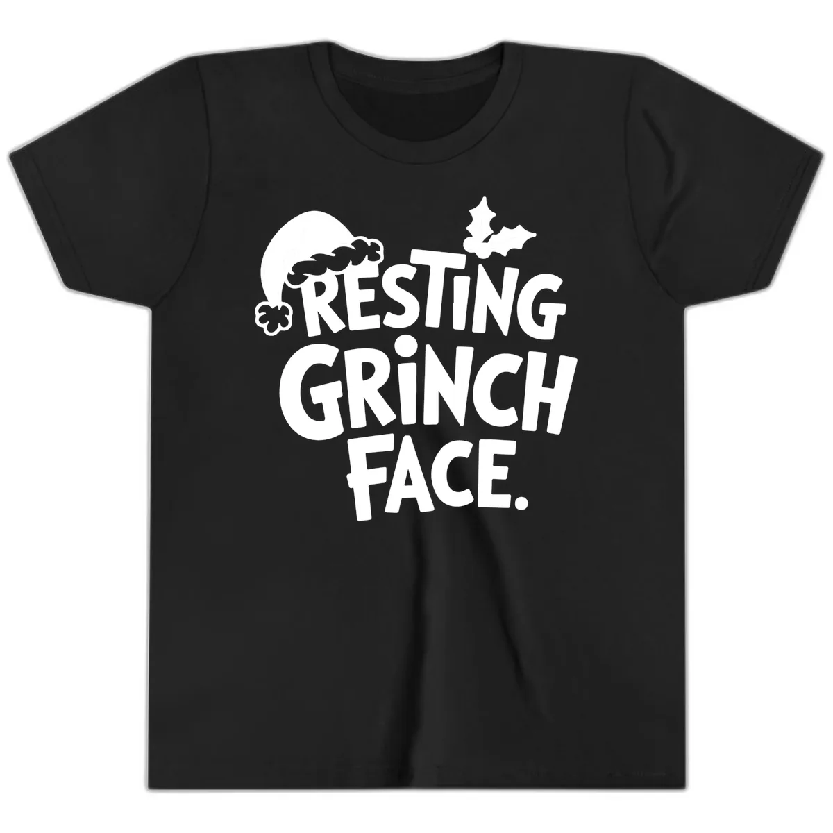 Resting Grinch Face Youth T-Shirt in Black