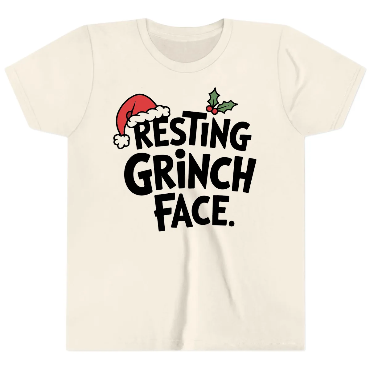 Resting Grinch Face Youth T-Shirt in Natural