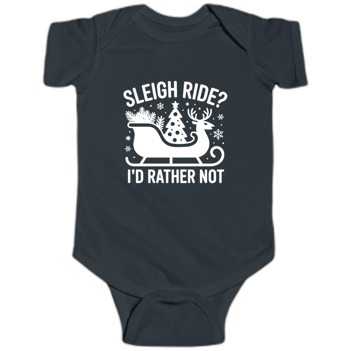 Sleigh Ride I'd Rather Not Graphic Baby Onesie in Black