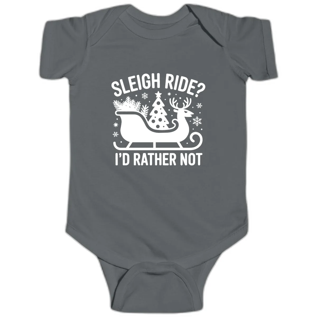 Sleigh Ride I'd Rather Not Graphic Baby Onesie in Charcoal