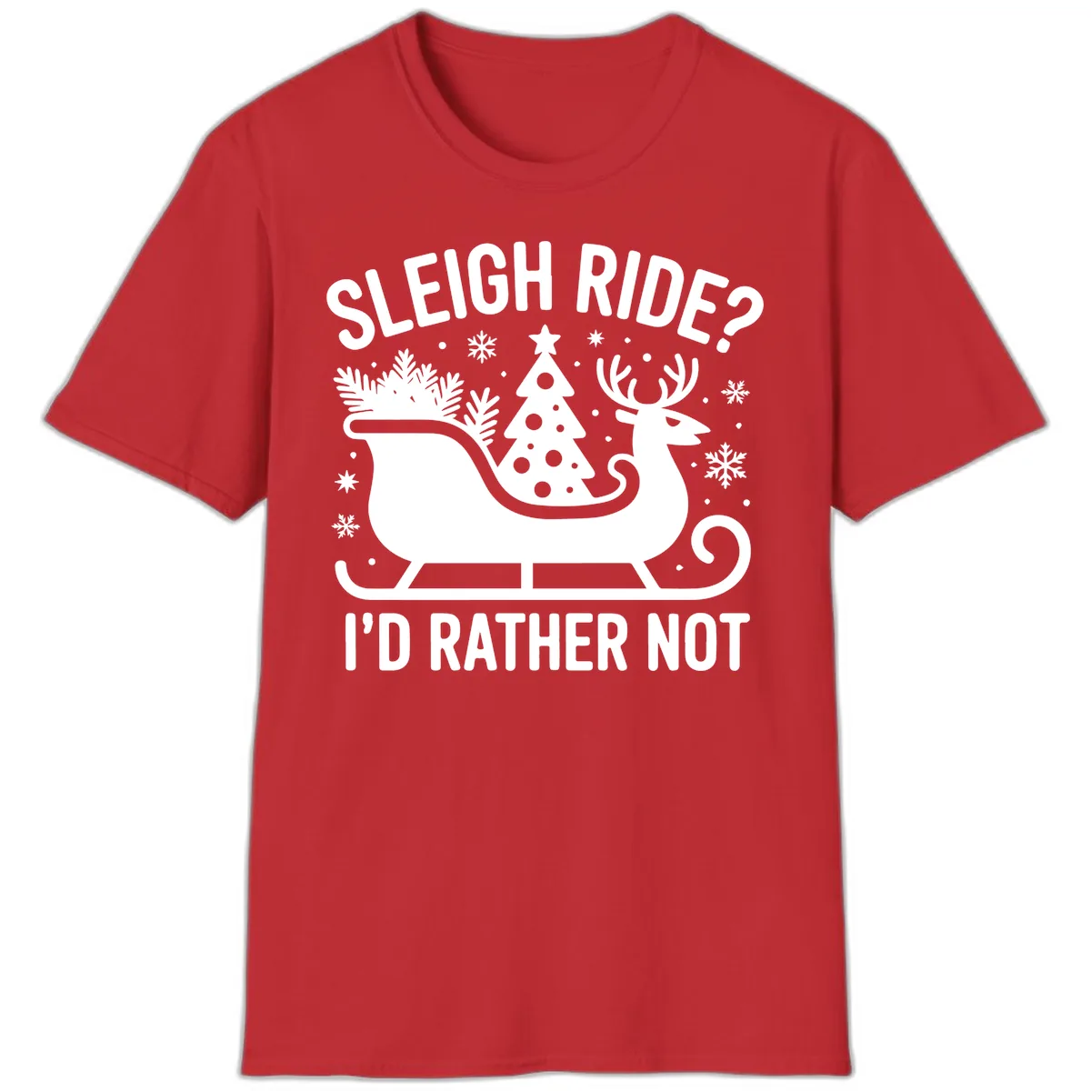 Sleigh Ride I'd Rather Not Graphic T-Shirt in Red