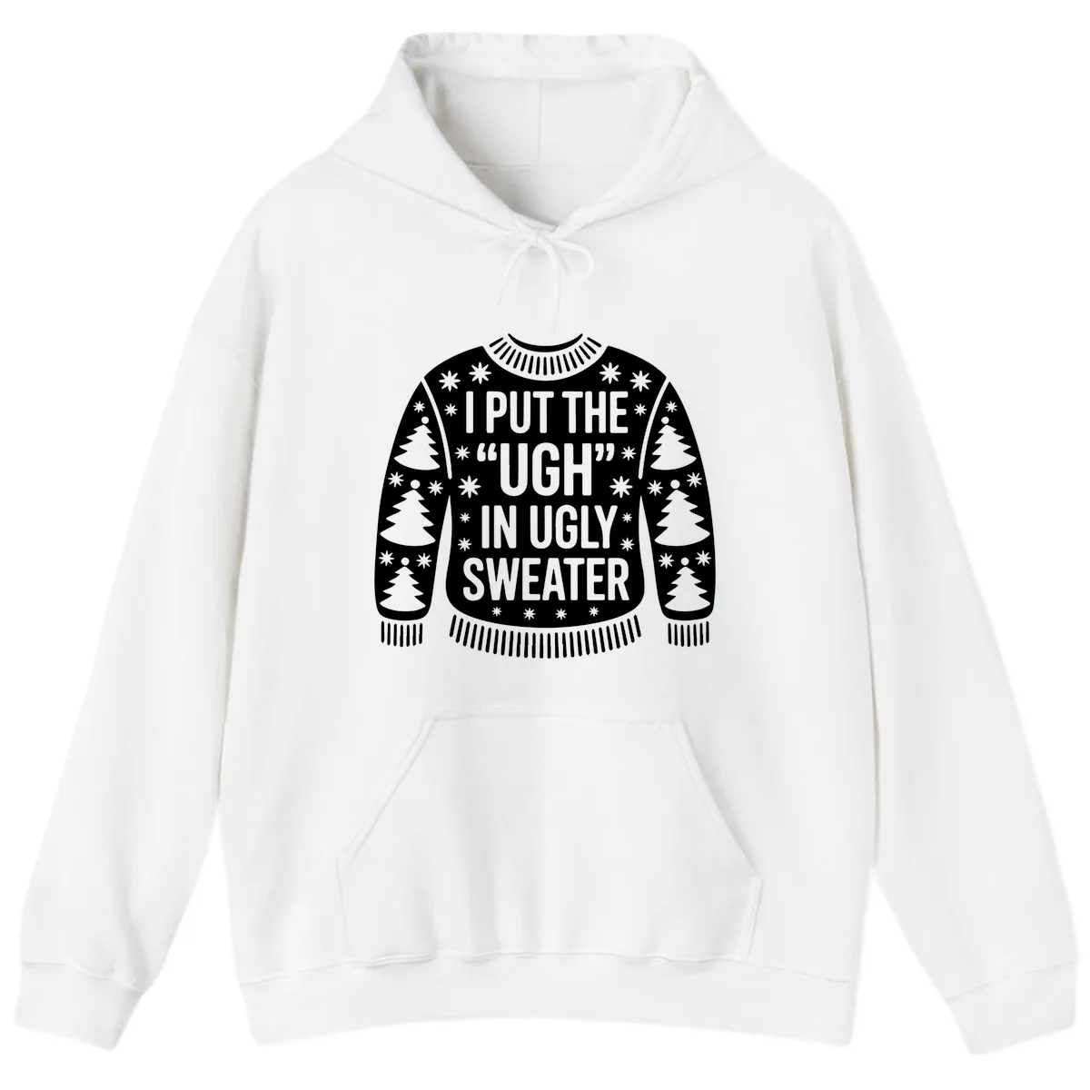 Ugh In Ugly Sweater Hoodie in White