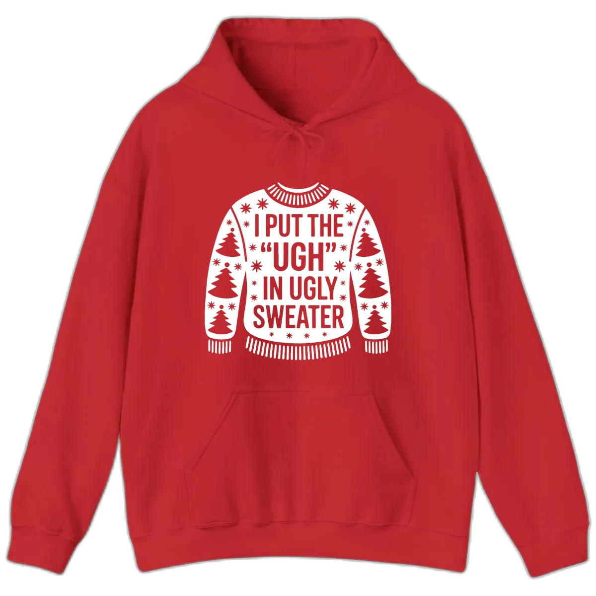 Ugh In Ugly Sweater Hoodie in Red