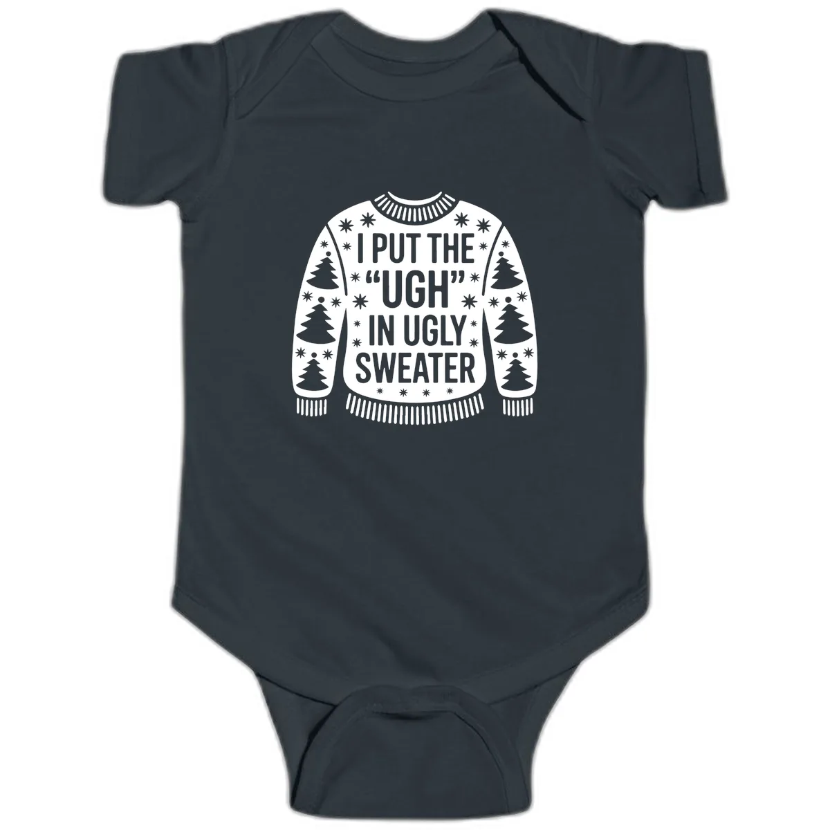 Ugh In Ugly Sweater Baby Onesie in Black