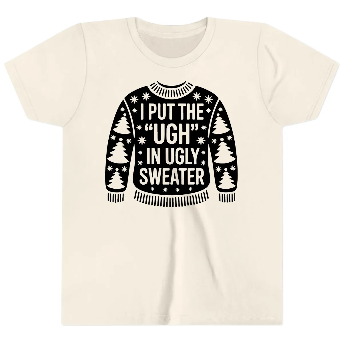 Ugh In Ugly Sweater Youth T-Shirt in Natural