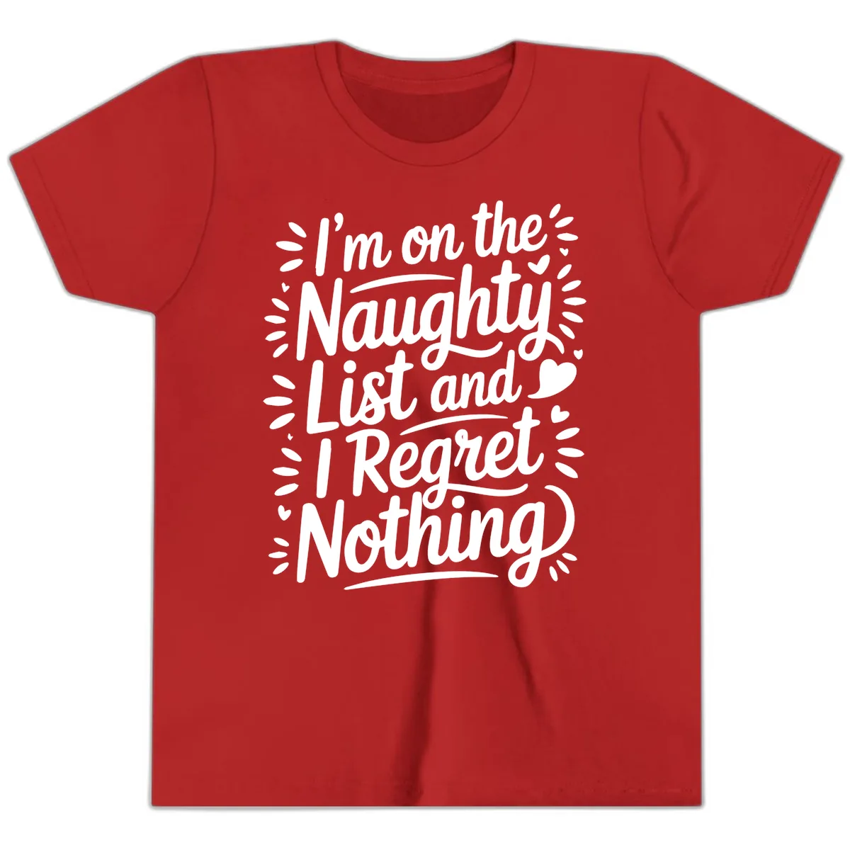 Naughty List I Regret Nothing Youth T-Shirt in Red