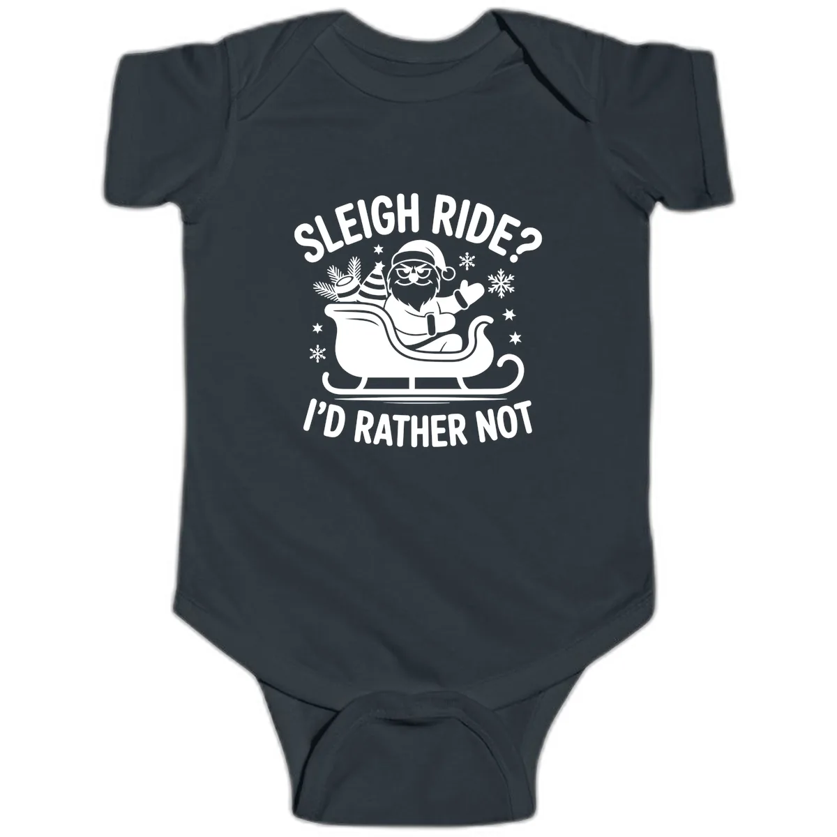Sleigh Ride I'd Rather Not Baby Onesie in Black
