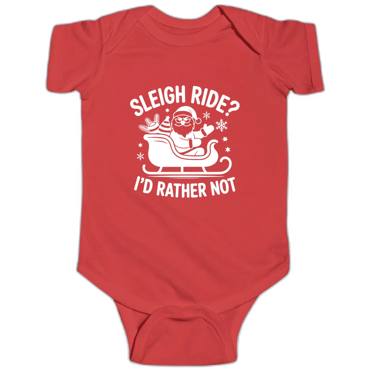Sleigh Ride I'd Rather Not Baby Onesie in Red
