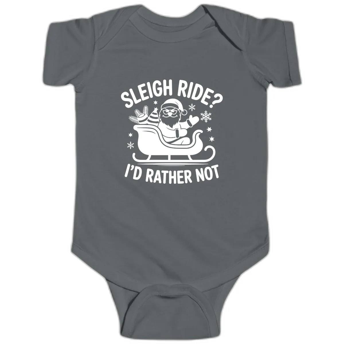 Sleigh Ride I'd Rather Not Baby Onesie in Charcoal