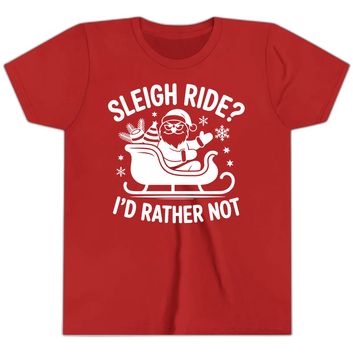 Sleigh Ride I'd Rather Not Youth T-Shirt in Red