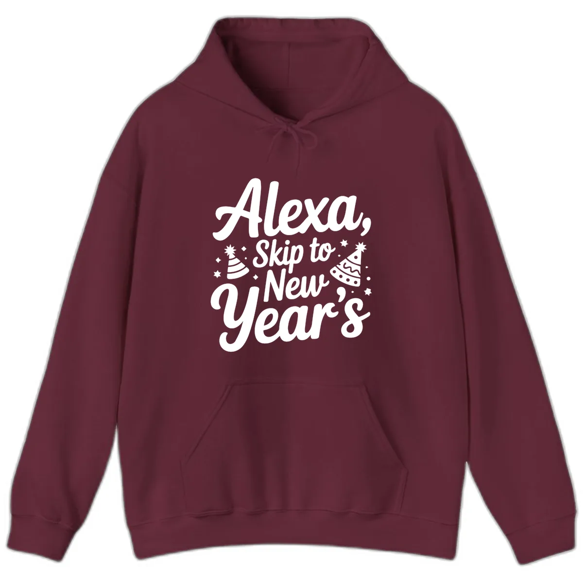 Alexa Skip To New Year's Hoodie in Maroon