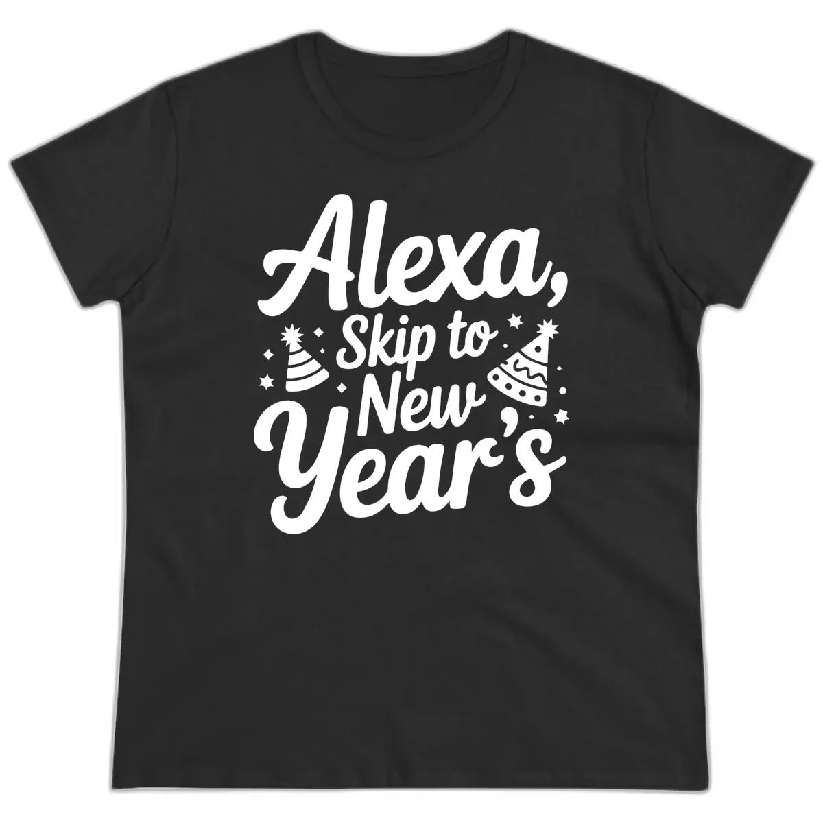 Alexa Skip To New Year's Ladies Tee in Black