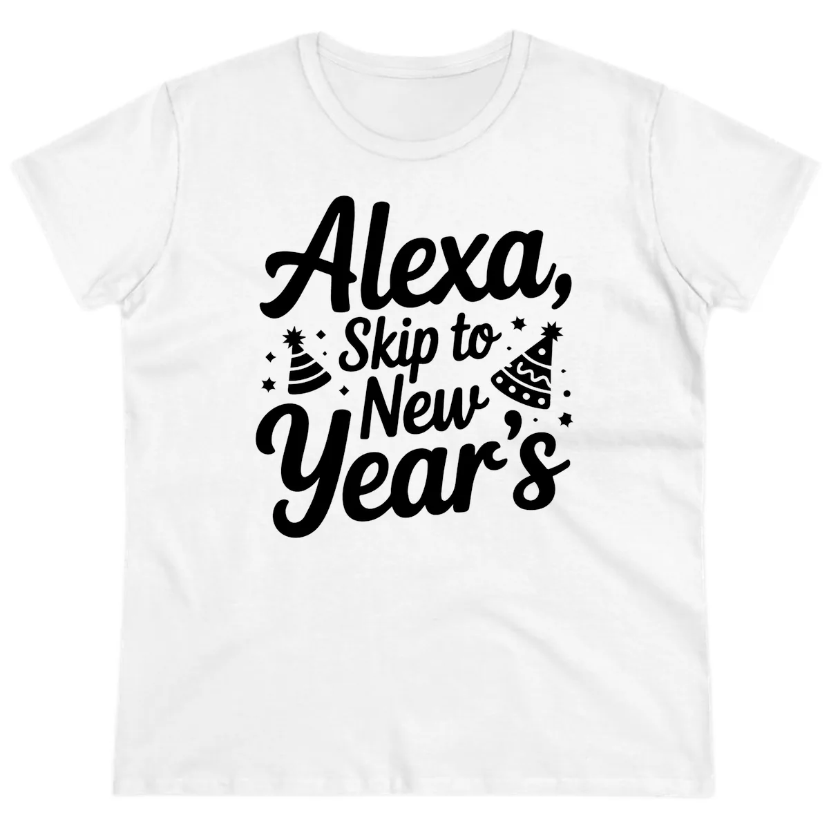 Alexa Skip To New Year's Ladies Tee in White