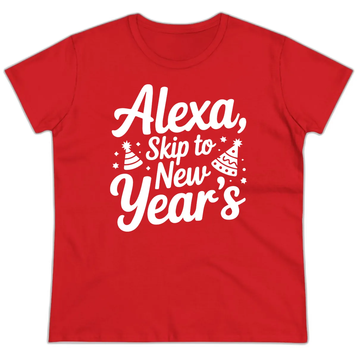 Alexa Skip To New Year's Ladies Tee in Red