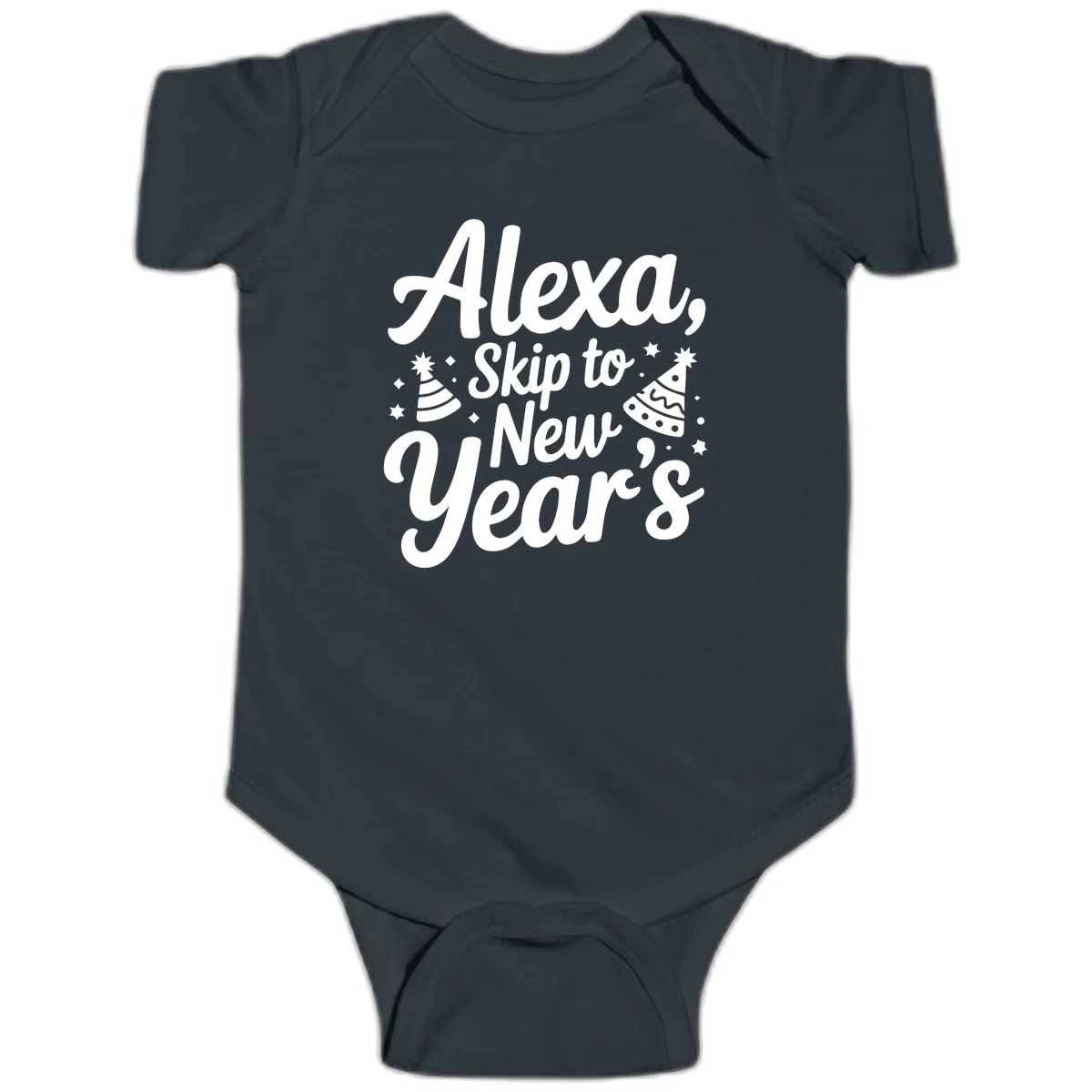 Alexa Skip To New Year's Baby Onesie in Black