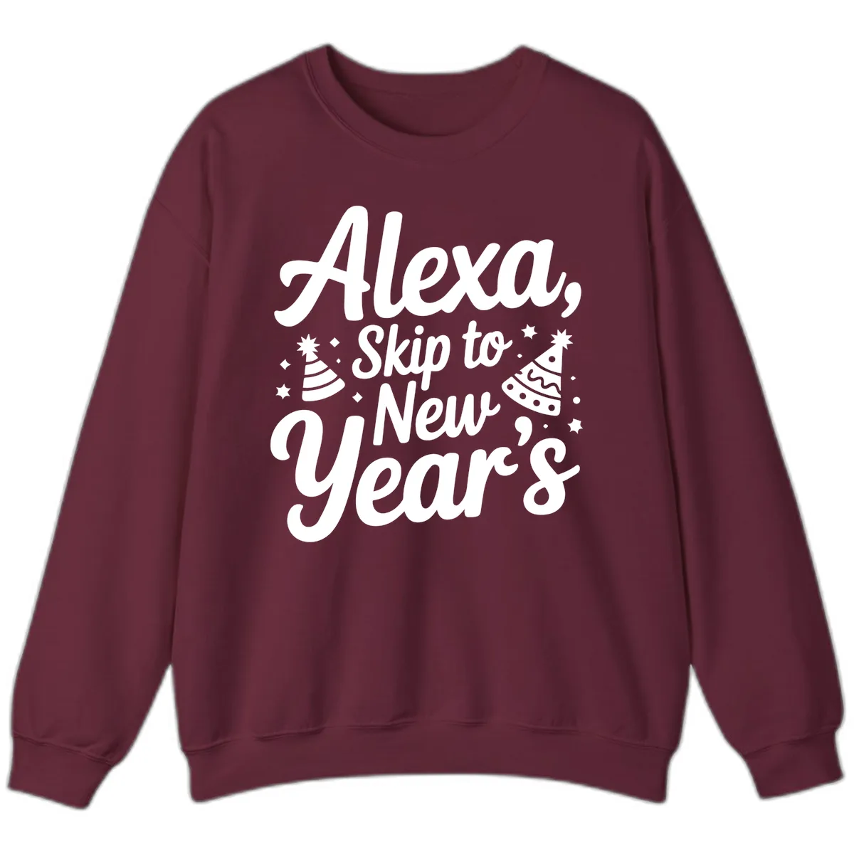 Alexa Skip To New Year's Sweatshirt in Maroon