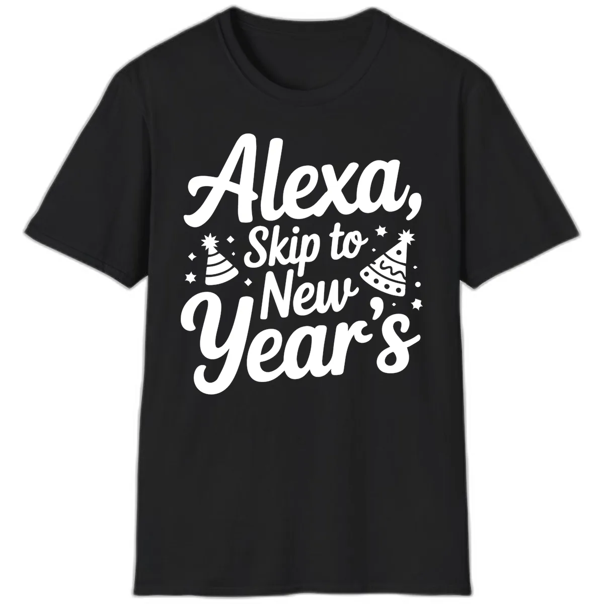 Alexa Skip To New Year's T-Shirt in Black
