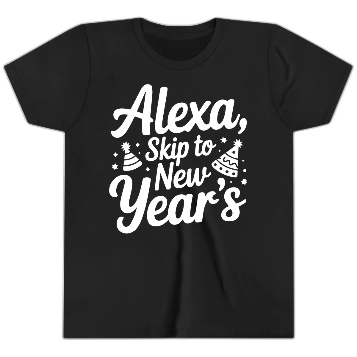 Alexa Skip To New Year's Youth T-Shirt in Black