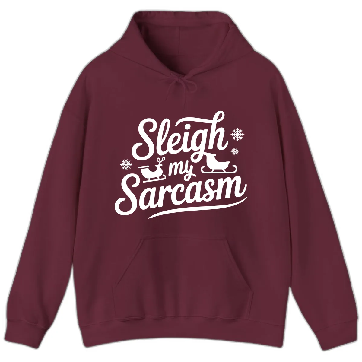 Sleigh My Sarcasm Christmas Graphic Hoodie in Maroon
