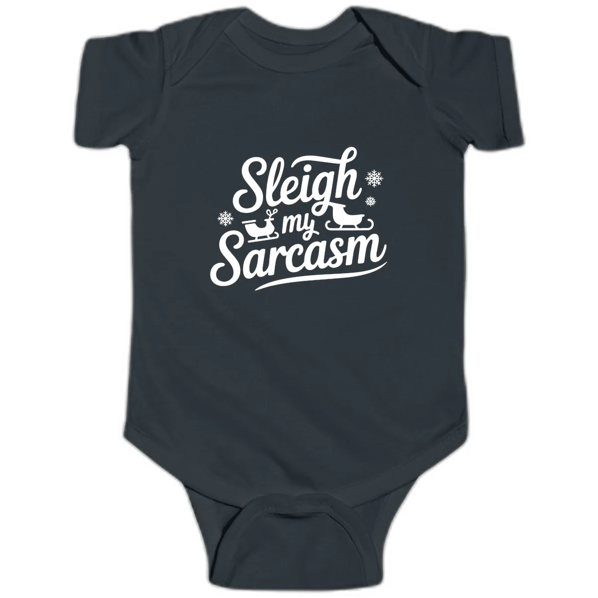 Sleigh My Sarcasm Christmas Graphic Baby Onesie in Black