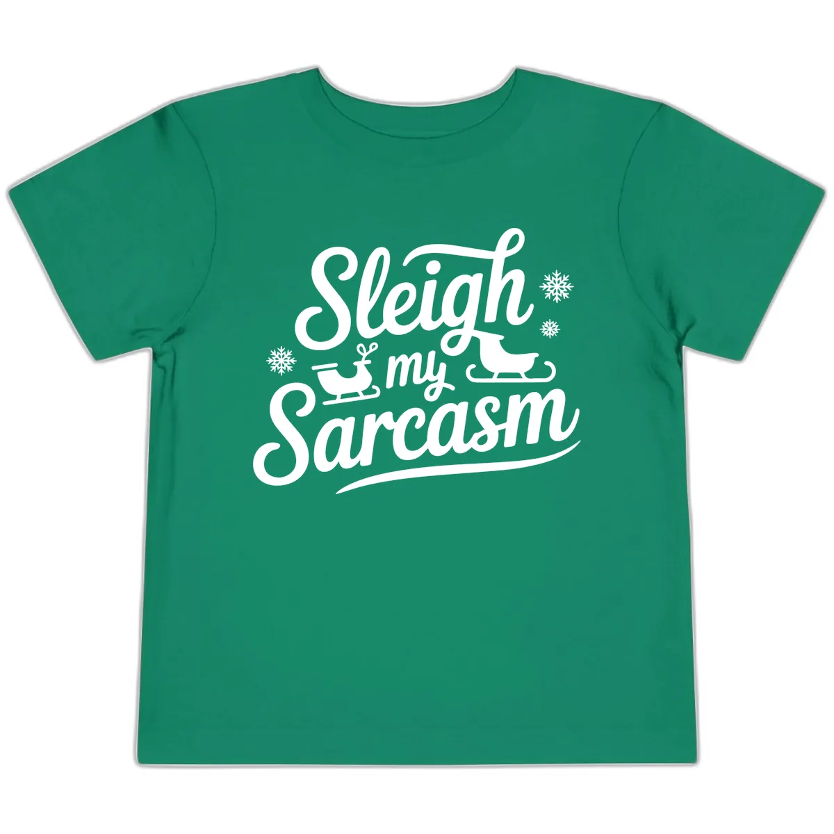 Sleigh My Sarcasm Christmas Graphic Toddler T-Shirt in Kelly