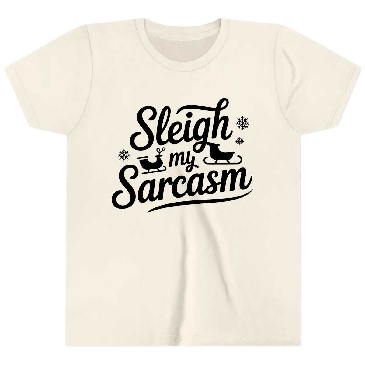 Sleigh My Sarcasm Christmas Graphic Youth T-Shirt in Natural