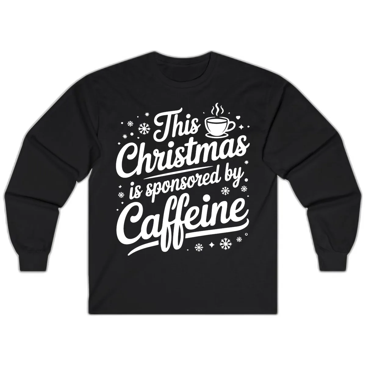 Christmas Caffeine Sponsored Design Long Sleeve in Black