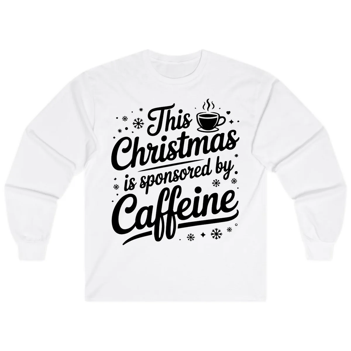 Christmas Caffeine Sponsored Design Long Sleeve in White