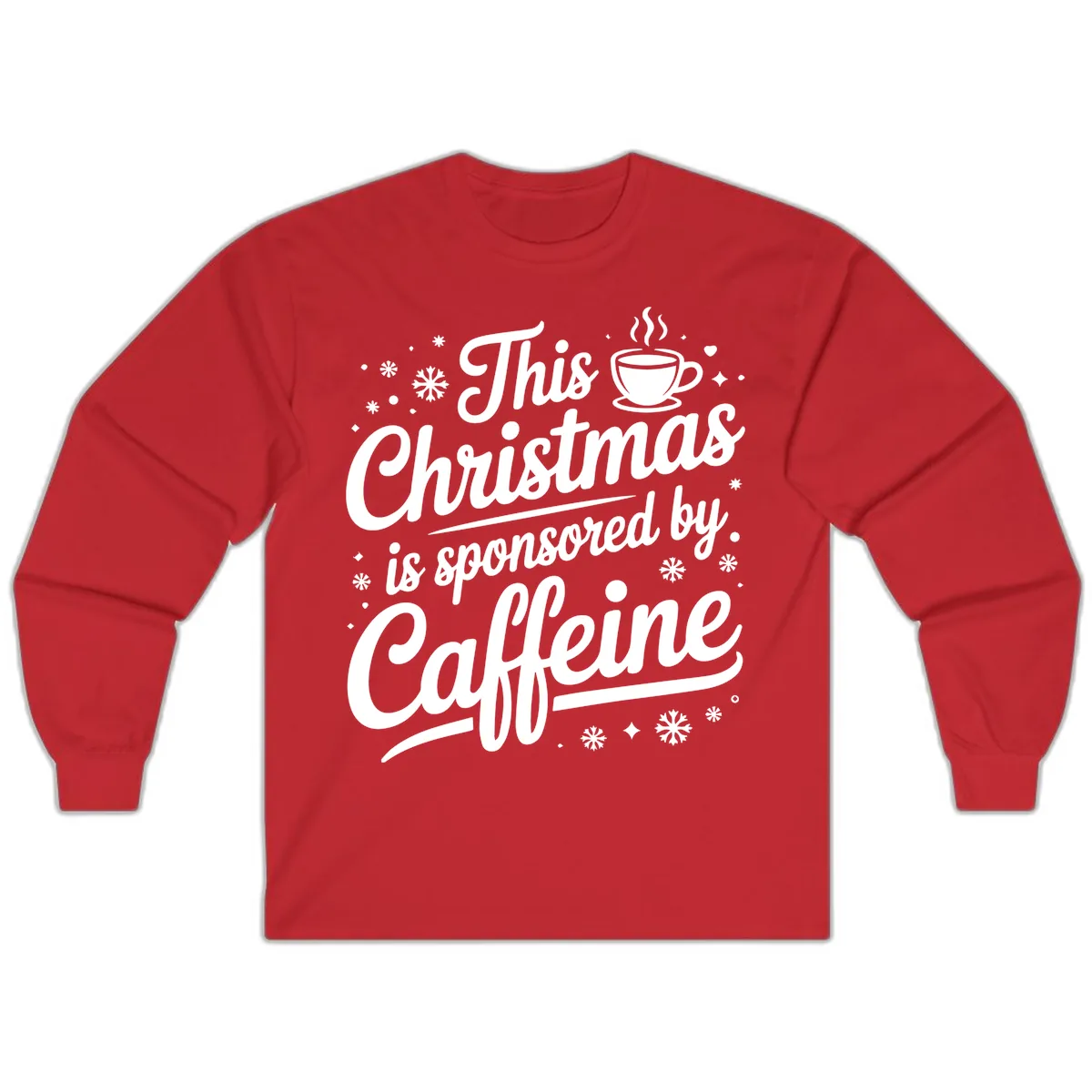 Christmas Caffeine Sponsored Design Long Sleeve in Red