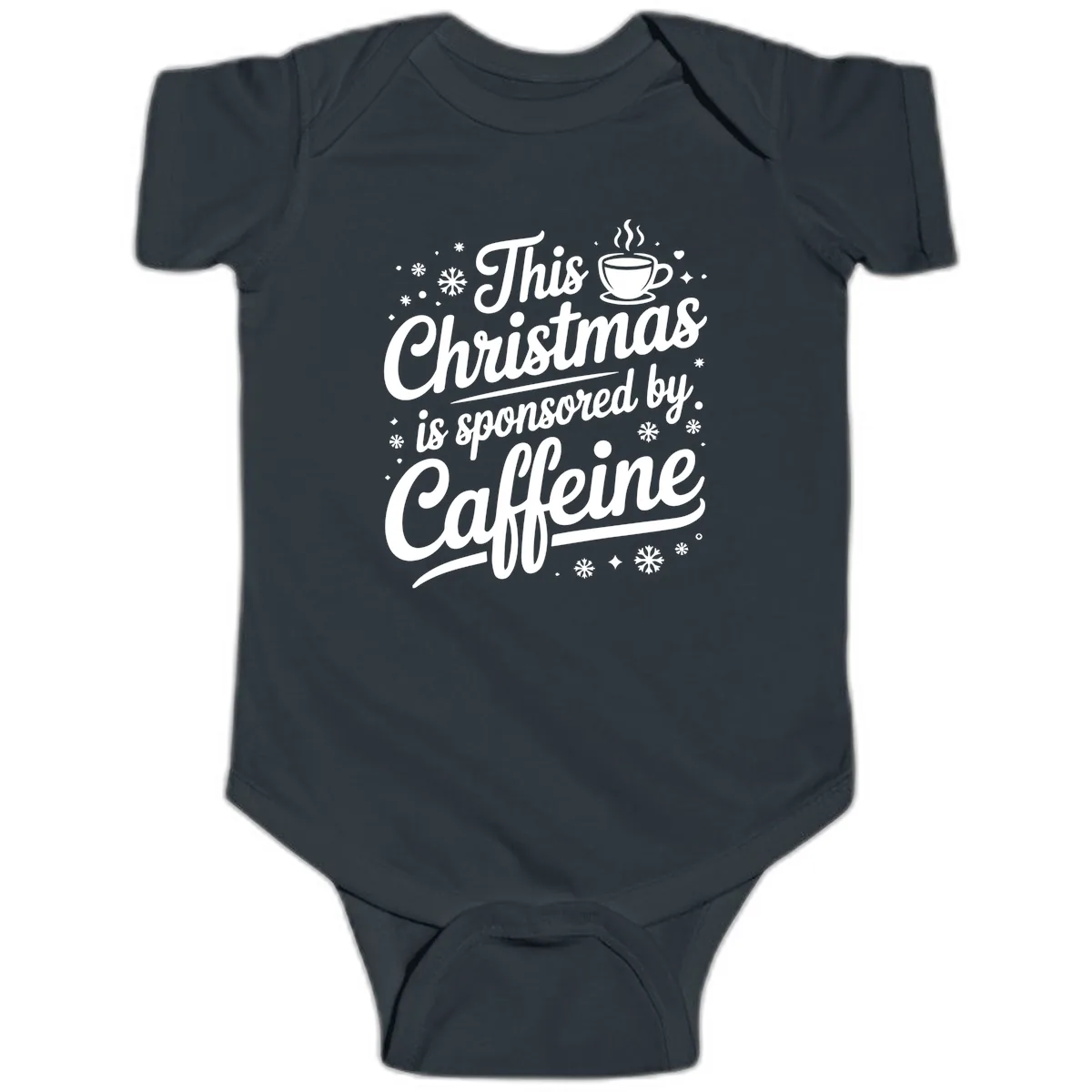 Christmas Caffeine Sponsored Design Baby Onesie in Black