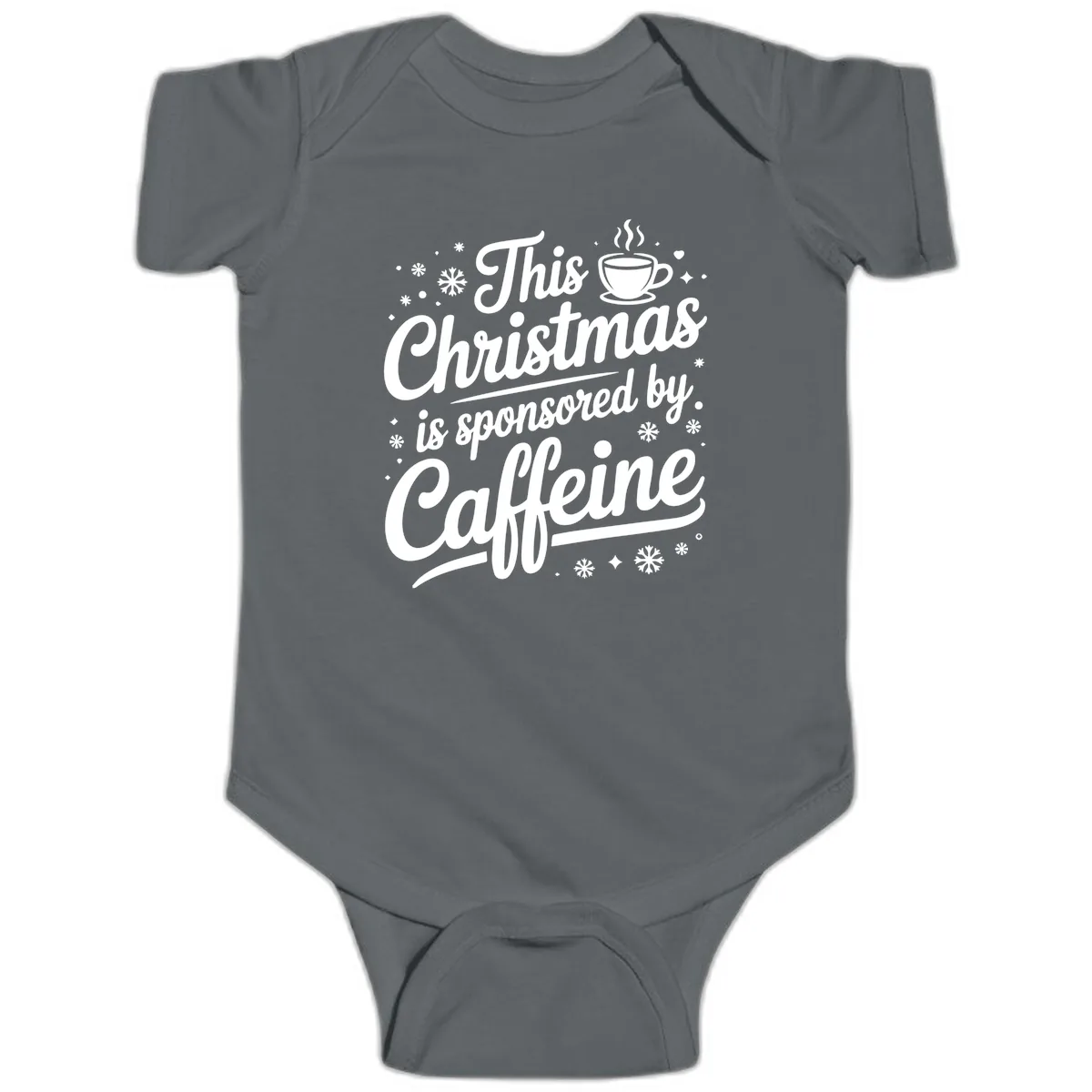 Christmas Caffeine Sponsored Design Baby Onesie in Charcoal