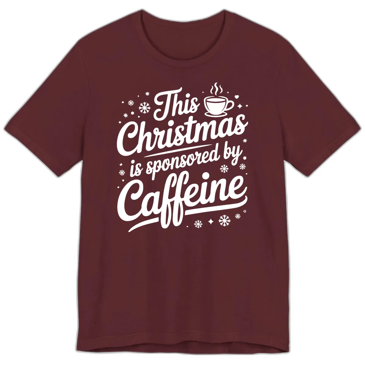 Christmas Caffeine Sponsored Design Premium T-Shirt in Maroon