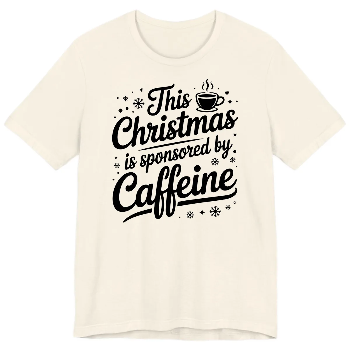 Christmas Caffeine Sponsored Design Premium T-Shirt in Natural
